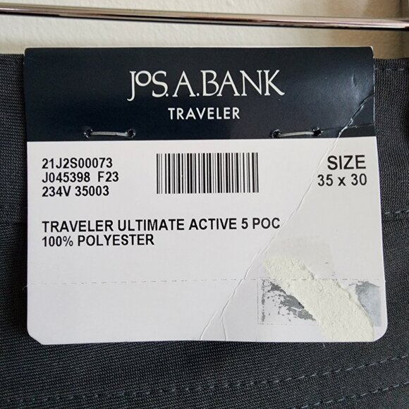 35x30 Gray Traveler Pants Slim Fit Casual Pant Mens Jos A Bank New 5 Pocket Nwt - Picture 4 of 17